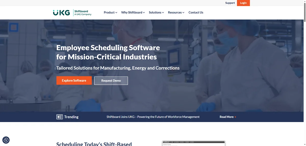 Shiftboard main page