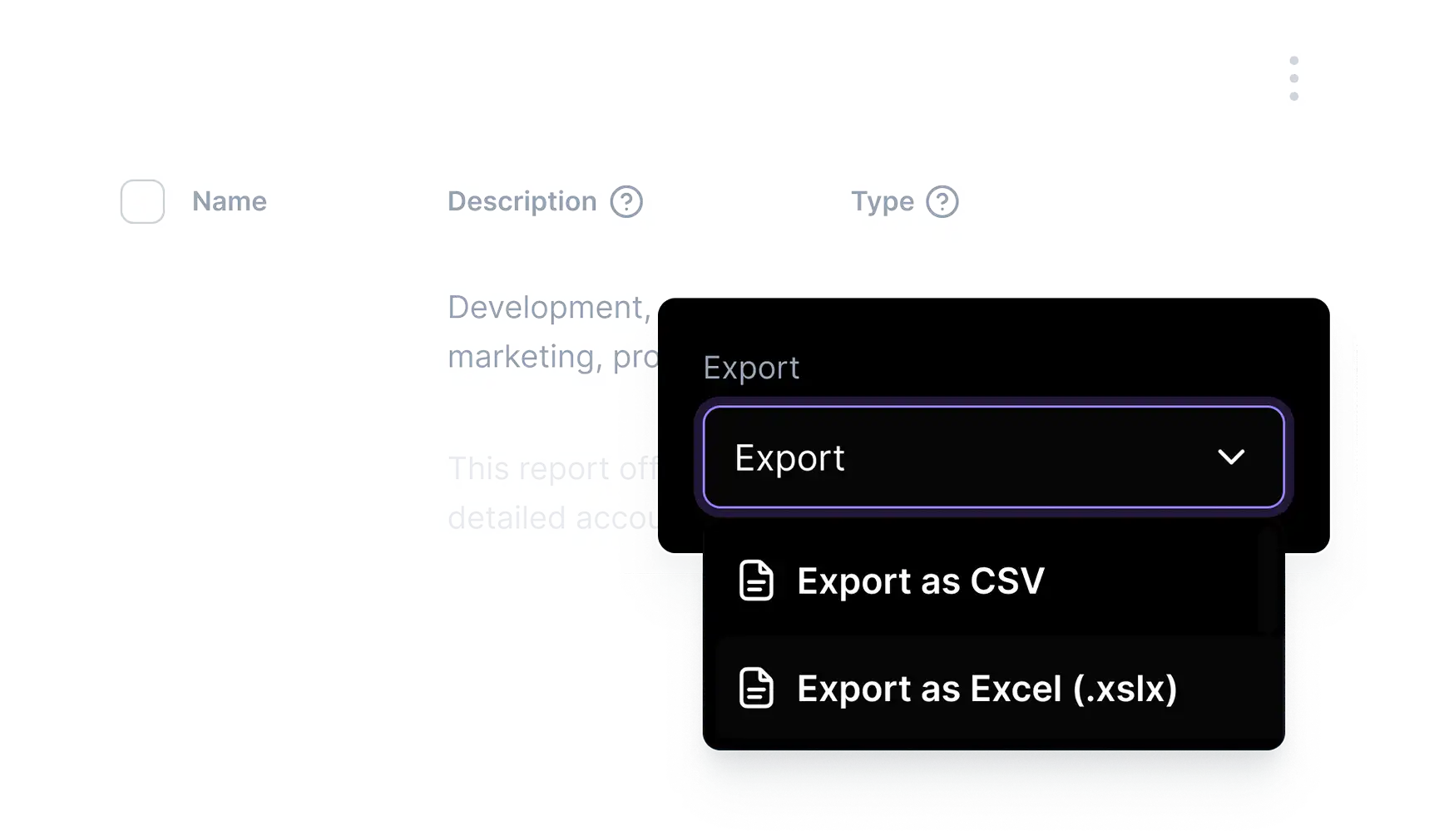 export xlsx csv report Sloneek