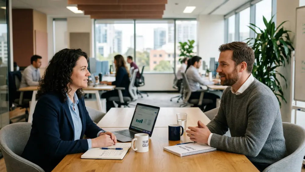 Picture of two people having an one-to-one meeting