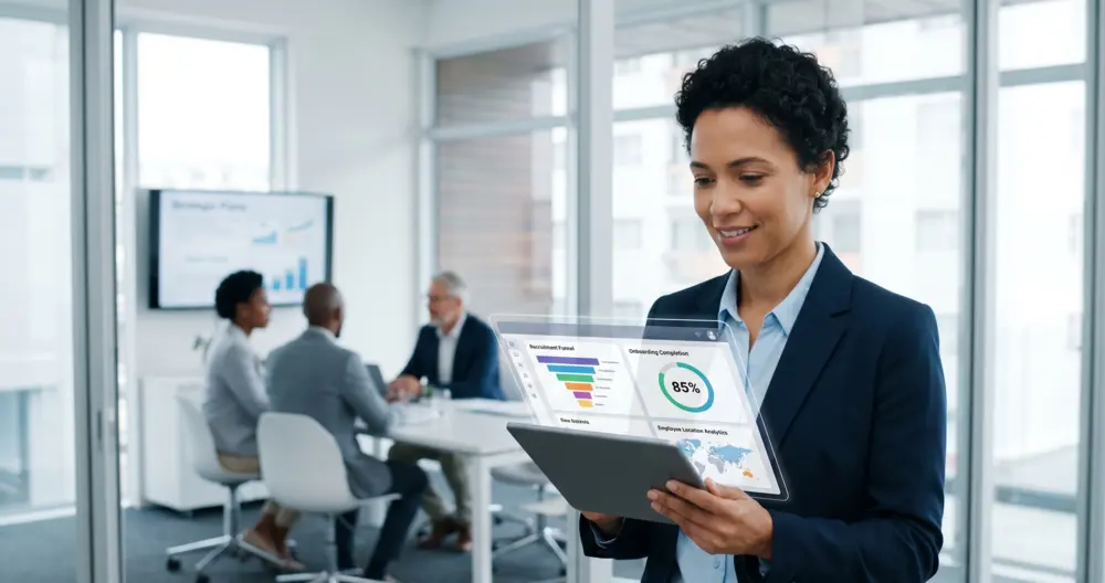 illustration image of an HR business partner reviewing a report